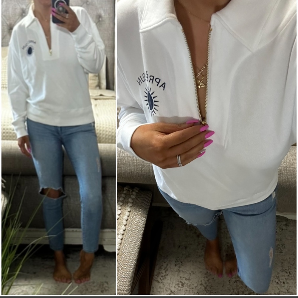 LAST ONE!New💙🤍Comfy half zip pullover